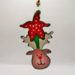 Jan R Mitchell Fused Glass Reindeer Ornament